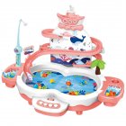 2 In 1 Electronic Fishing Game Toys With Sound Light USB Powered Maglev Track Fishing Pool Educational Toys For Kids Gifts pink