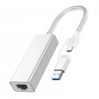 2 In 1 Ethernet Adapter USB To 1000/100Mbps Network Adapter RJ45 Wired LAN Adapter For Laptop PC 100Mbps Silver