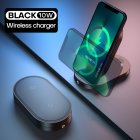 2 In 1 Folding Wireless  Charger With Indicator Lights Fast Charging Built-in Intelligent Management Chip Compatible For Iphone Huawei Samsung 10W black