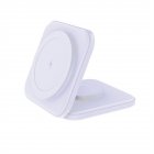 2 In 1 Magnetic Wireless Charger Folding Dual Fast Magnetic Wireless Charging Station Stand For Phone Watch Earphone White