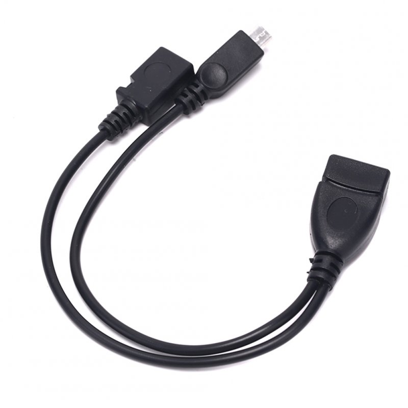 2 In 1 Micro Usb Otg Data  Cable Host Power Y Splitter Can Be Externally Powered For Mobile Phone Tablet Compatible For Android Windows black