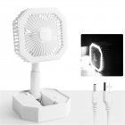 2 In 1 Mini Cooling Fan With Led Light Portable Foldable Adjustable Height Angle Usb Rechargeable Air Cooler Fan White