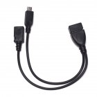 2 In 1 Usb Otg Adapter  Cable Host Power Y Splitter Fast Charging For Connecting Usb Devices Compatible For Android Tablet Phone black