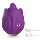 2 In 1 Women Rose Vibrator Sex Toys 9 Vibration Modes Clitoris Sucker Stimulator Tongue Masturbator Sex Toy purple