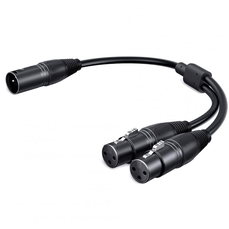 2 In 1 Xlr Splitter  Cable Xlr Male To Dual Xlr Female Y-splitter 3pin Balanced Microphone Cable black