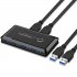 2 In 4 Out USB Switcher Computer Share Adapter Plug and Play USB Devices Printer Compatible for Windows Linux Mac OS black