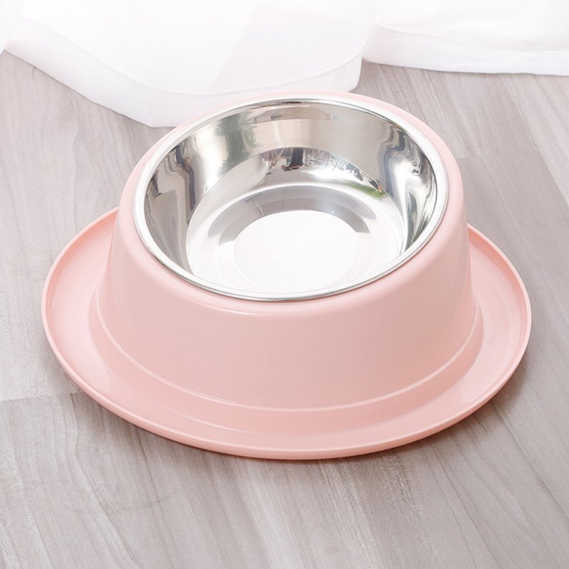 2 In1 Feeding  Bowl Inclined Surface Leak-proof Non-slip Neck Protector Cat Food Bowl 14*22cm_Pink