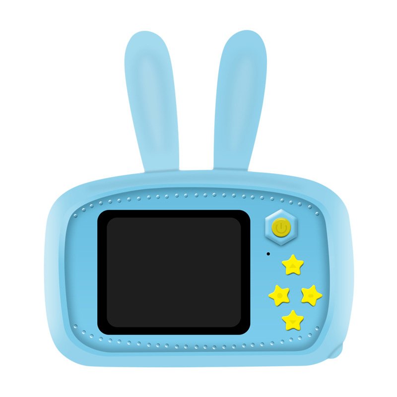 2 Inch HD Screen Digital Mini Camera Kids Cartoon Cute Camera Toys Outdoor Photography Props for Child  Blue rabbit