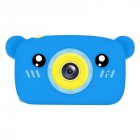 2 Inch HD Screen Digital Mini Camera Kids Cartoon Cute Camera Toys Outdoor Photography Props for Child  Blue bear