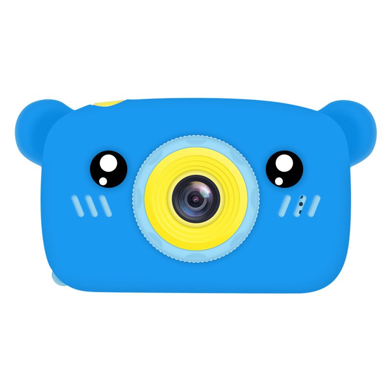 2 Inch HD Screen Digital Mini Camera Kids Cartoon Cute Camera Toys Outdoor Photography Props for Child  Blue bear