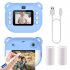 2 Inch Kids Camera 1080P Video Recorder Portable Digital Camera Toy Photo Instant Printing Mini Toddler Camera Blue