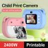 2 Inch Kids Camera 1080P Video Recorder Portable Digital Camera Toy Photo Instant Printing Mini Toddler Camera Blue