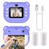 2 Inch Kids Camera 1080P Video Recorder Portable Digital Camera Toy Photo Instant Printing Mini Toddler Camera Blue