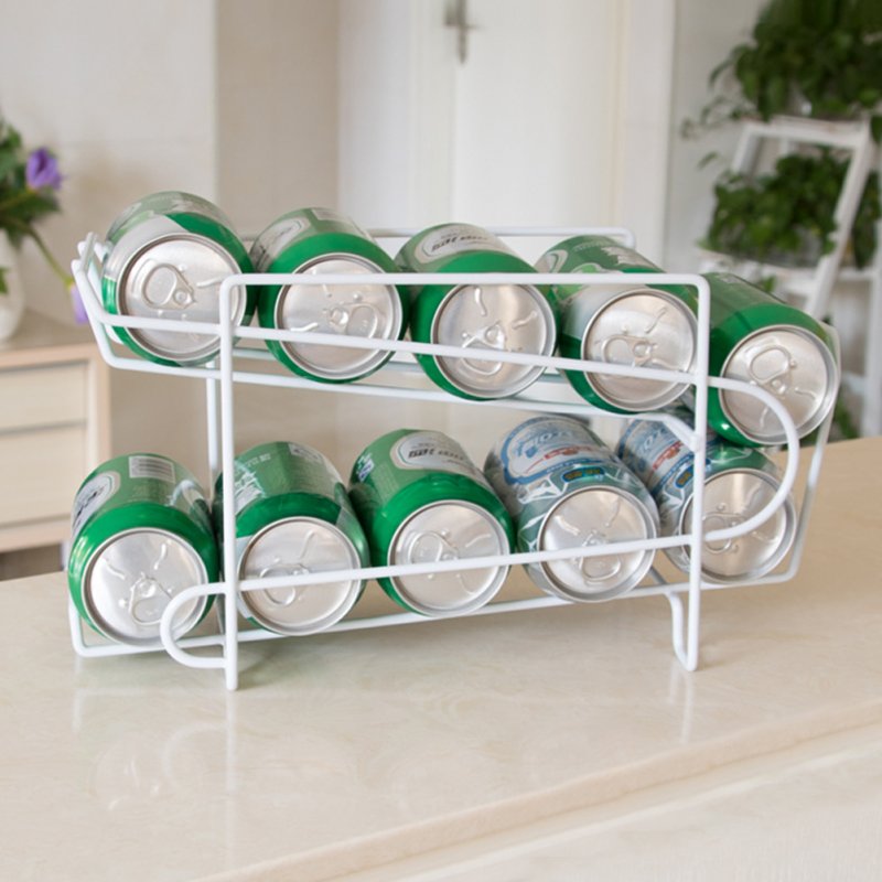 2 Layers Tabletop Storage Rack for Refrigerator Drink Can Beer Cola Shelf As shown