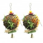 2 Pack Bird Chewing Toys Parrot Cage Hanging Toy Colorful Shredder Balls For Cockatiel Conure African Grey Amazon 2pcs (134G) (10x20)