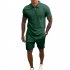 2 Pce set Men  Casual  Sets Summer Lapel Short sleeved T shirt Loose Shorts Leisure Suit Light grey XL
