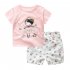 2 Pcs Baby Kids Clothes Set Cartoon T shirt   Shorts Casual Set blue whale 90  