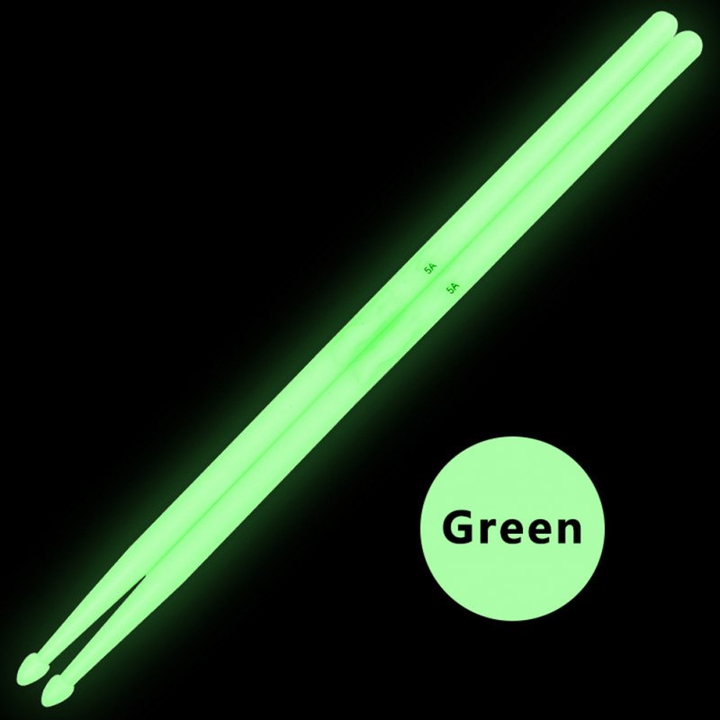 2 Pcs Noctilucent 5A Drum Stick Stage Performance Luminous Lighting Drumsticks Drum Sticks green