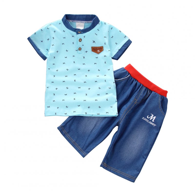 2 Pcs/Set Baby Boys Clothes Set -M blue 90/S