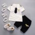 2 Pcs Set Baby Boys Gentleman Set Tie Epaulettes T shirt   Shorts white 90cm