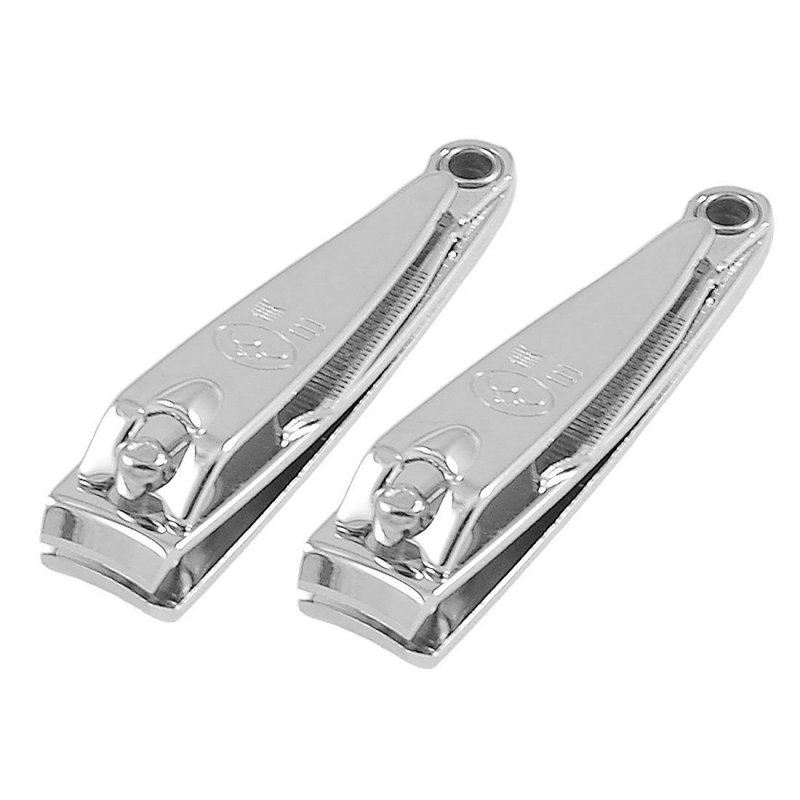 2 Pcs Sharp Nail Clippers Cutters Silver Tone