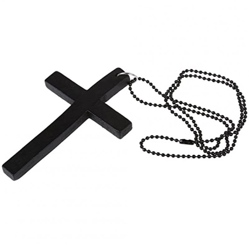 2 Pcs/set Chain Accessories Metal Beaded Chain+ Wood Pendant black