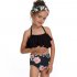 2 Pcs set Children Girl Mother Parent child Ruffle Printing Swimsuit Suit