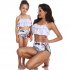 2 Pcs set Children Girl Mother Parent child Ruffle Printing Swimsuit Suit