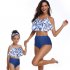 2 Pcs set Children Girl Mother Parent child Ruffle Printing Swimsuit Suit