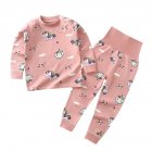2 Pcs set Children s Underwear Set Cotton Long sleeve Top   High waist Belly protecting Pants for 0 4 Years Old Kids Pink  110