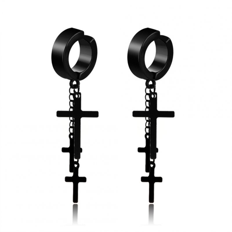 2 Pcs/set Ear Clip Titanium Steel  Gothic Black Universal Ear Studs Big ear buckle (with holes) black