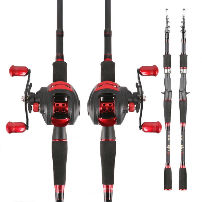 2 Pcs/set Fishing Gear Supplies Low-profile Reel + Carbon 2.1m Rod