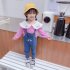 2 Pcs set  Girls Sui Spring and Autumn Long sleeve Top   Denim Colorful Overalls for 1 4 Years Old Kids Pink 110cm