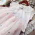 2 Pcs set Girls Suit Lapel Short sleeve Top   Star Mesh Skirt for 3 8 Years Old Girls Pink 120cm