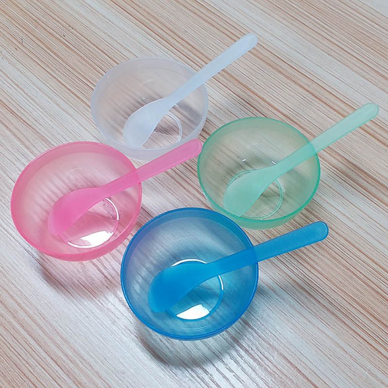 2 Pcs/set Lady Face Care DIY Mask Mixing Bowl Stick Set Transparent blue bowl + stick