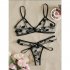 2 Pcs set Women  Lingerie Sexy Mesh Embroidery Perspective Three point Underwear Set Photo Color M