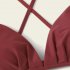 2 Pcs set Women Swimming Suit Nylon Color Contrast Top  High Waist Printing Shorts Photo Color S