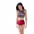 2 Pcs set Women Swimsuit Nylon Sports Printing Top  High waist Shorts black l