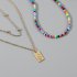 2 Pcs set Women s Necklace Bohemian Style Multi layer Color Seedbead Metal Pendant Necklace Golden