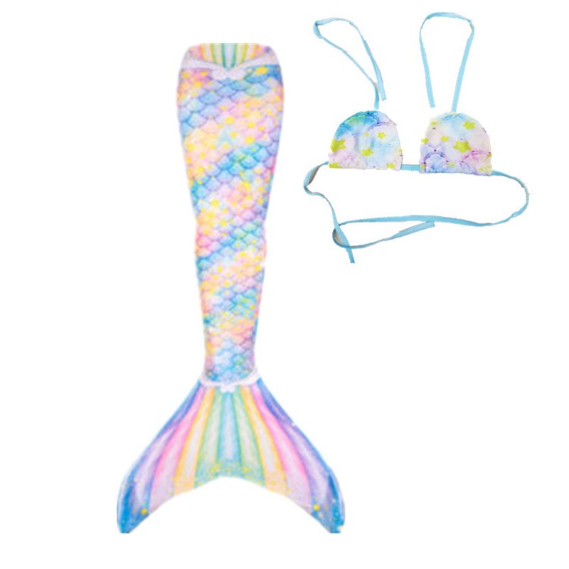 2  Pcs/set Women's Swimsuit  Sets Fishtail Show Costumes Bra+ Fishtail swimsuit colorful_Adult L