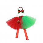 2 Piece 14CM Pet Tutu Skirt Set With Collar Christmas Costume Outfit Pets Supplies For Large Medium Small Dogs Cats Red and green colors 14CM