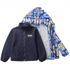 2 Pieces Boys 3 In 1 Detachable Jacket Set Winter Thickened Long Sleeves Hooded Coat Outerwear blue 7-8Y 150cm