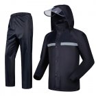 2 Pieces Split Raincoat Long Sleeve Drawstring Cap Raincoat Top With Reflective Tape Pockets Long Rain Pants For Camping Hiking B L