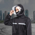 2 Pieces Split Raincoat Long Sleeve Drawstring Cap Raincoat Top With Reflective Tape Pockets Long Rain Pants For Camping Hiking A XL
