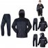 2 Pieces Split Raincoat Long Sleeve Drawstring Cap Raincoat Top With Reflective Tape Pockets Long Rain Pants For Camping Hiking A XL