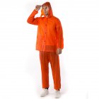 2 Pieces Split Raincoat Set Long Sleeve Hooded Raincoat With Pockets Long Rain Pants Bike Rainwear For Camping Hiking Running Orange XL
