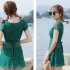 2 Pieces set Swimsuit  Feminine  Skirt style One piece Beauty Back Belly Slimming Sexy Bathing Suit green L