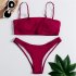 2 Pieces set Woman  Swimsuit Solid Color Sexy Camisole Two piece Swimsuit Bikini Swimsuit red l