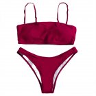 2 Pieces set Woman  Swimsuit Solid Color Sexy Camisole Two piece Swimsuit Bikini Swimsuit red m