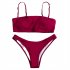 2 Pieces set Woman  Swimsuit Solid Color Sexy Camisole Two piece Swimsuit Bikini Swimsuit red l